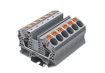 Проходная клемма TP16-2-GY - Проходная клемма, тип фиксации провода: push-in, номинальное сечение: 16 мм кв., 76A, 1000V, ширина: 12,2 мм, цвет: серый, тип монтажа: DIN 35
