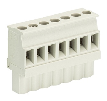 Розетка Wiecon 8213 B / 7 VL OB - Розеточный разъем, прямой, на кабель, шаг 5,08 мм, 7 полюсов, номинальное сечение: 2,5 мм кв., винтовая фиксация провода, 400V, 12А, без маркировки, цвет: серый, серия 8213 B VL