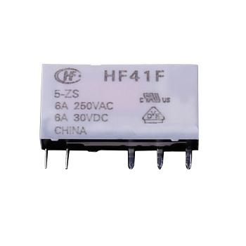 HF41F/5-ZST - Сверхминиатюрное силовое реле серия HF41F SPDT (одна контактная группа-два направления) катушка 5В