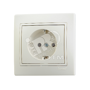 Розетка 1-м СП Mira 16А IP20 с заземл. со вставкой керамика крем. 701-0303-122