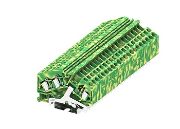 Заземляющая клемма 204964 - Заземляющая клемма, TA4-1-2, 3 точки подключения, тип фиксации провода: пружинный, номинальное сечение: 4 мм кв., ширина: 6 мм, цвет: желто-зеленый, DIN 35