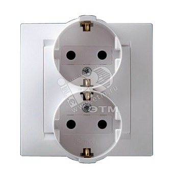 Розетка 2-м СП Simon15 16А IP20 250В с заземл. винт. клеммы бел. 1590459-030