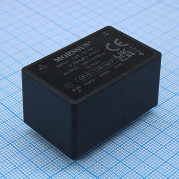 LD10-23B15R2 - AC-DC, 10Вт, вход 85…305В AC 47…63 Гц, 100…430B DC, выход 15В/0.66А, изоляция 4000В AC, КПД 84%, в корпусе на плату 40х25.4х21мм, -40...+85°C