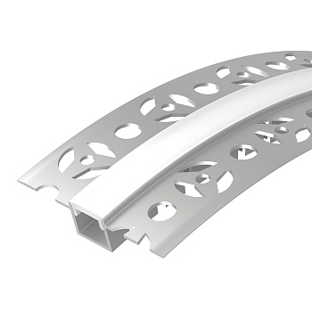 Профиль FANTOM-BENT-W12-TOP-2000 ANOD 040327 - Алюминиевый встраиваемый гибкий профиль для светодиодных лент и линеек. Изгиб вверх/вниз. Габаритные размеры (LхWхH): 2000х52,8х11,8 мм. Ширина площадки для ленты 10,6 мм. Экраны, заглушки и другие аксессуары