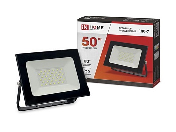 Прожектор светодиодный СДО-7 50Вт 6500К IP65 4500лм 230В черн. 4690612034638