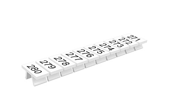 Маркировка 305801/271...280V - Маркировочные шильдики для клемм TU/TP/TC, сечением 2,5 мм кв., 10 шильдиков, нанесенные символы: 271…280, с вертикальным расположением, цвет белый