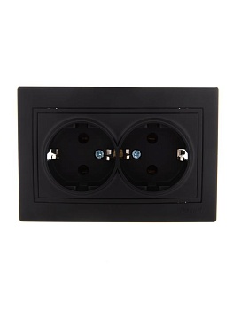Розетка 2-м СП Mira 16А IP20 с заземл. керамика черн. бархат 701-4242-127