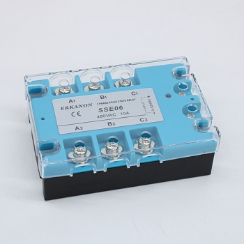 Твердотельное реле, без колодки SSE06 - Твердотельное реле, трехфазное, максимальный ток нагрузки: 10A, коммутируемое напряжение: 4 - 480VAC, управляющее напряжение: 3 - 32VDC