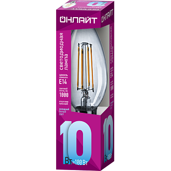 Лампа светодиодная филаментная 80 895 OLL-F-C35-10-230-4K-E14 10Вт свеча прозрачная 4000К нейтр. бел. E14 1000лм 220-240В 80895