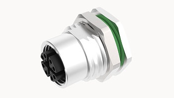 Розеточный разъем SPSH-M12X-08P-FF-SF7002 - Розеточный разъем в панель, 8 полюсов, M12, гайка спереди, монтаж на плату, 180 град., X-Code, 0,5 50 M16*1.5 металл