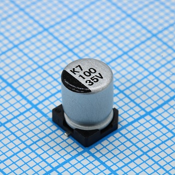CK035M101E7DPKKKV00R - Конденсатор алюминиевый электролитический SMD 100мкФ 35В ±20% (6.3х7.7)мм 2000час 105°C лента на катушке