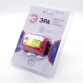 Фонарь налобный ЭРА GB-709 Пиранья - Фонарь налобный ЭРА GB-709 Пиранья 5W (310lm), 3 реж, луч 20м, СОВ, 3хААА