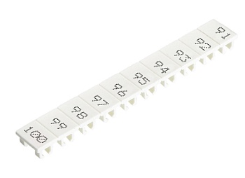 Шильдик 9705A/5/10 B  91-100 - Маркировка для клемм сечением 2,5 мм.кв., шириной 5 мм, 10 шильдиков, белая, нанесенные знаки: 91 – 100