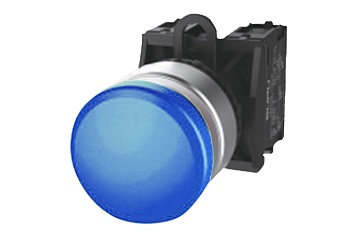 Кнопка грибовидная (синяя) TS2520-0EM40-R10 - Кнопка грибовидная, без блокировки, без подсветки, алюминиевое переднее кольцо, с плавным нажатием, с контактной группой 1NO, диаметр головки кнопки 30 мм, диаметр посадочного отверстия: 22 мм, цвет: синий