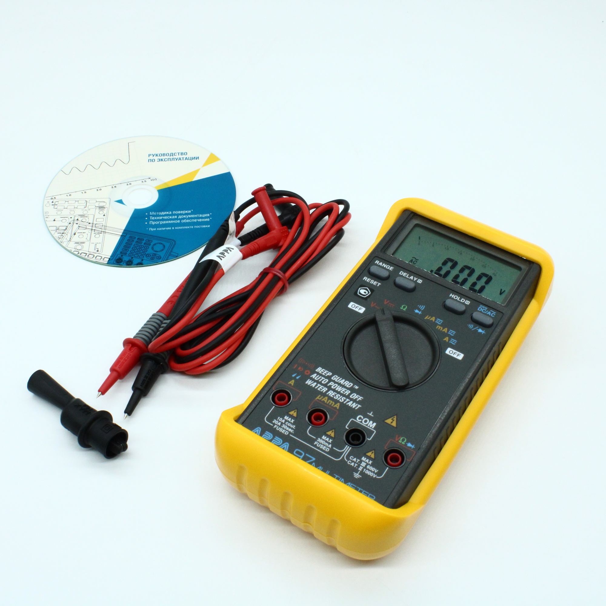APPA 97 - Мультиметр, U пост.0,1 мВ - 1000 В,U пер.1мВ-750 В, I постпер.0,1 мкА-20 А, сопр. 0,1 Ом-30 МОм,