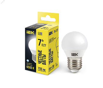 Лампа светодиодная ECO G45 7Вт шар 6500К E27 230В LLE-G45-7-230-65-E27