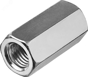 Гайка DIN 6334 М12 шестигранная удлиненная соединительная класс прочности 6 покрытие цинк DIN6334-М12