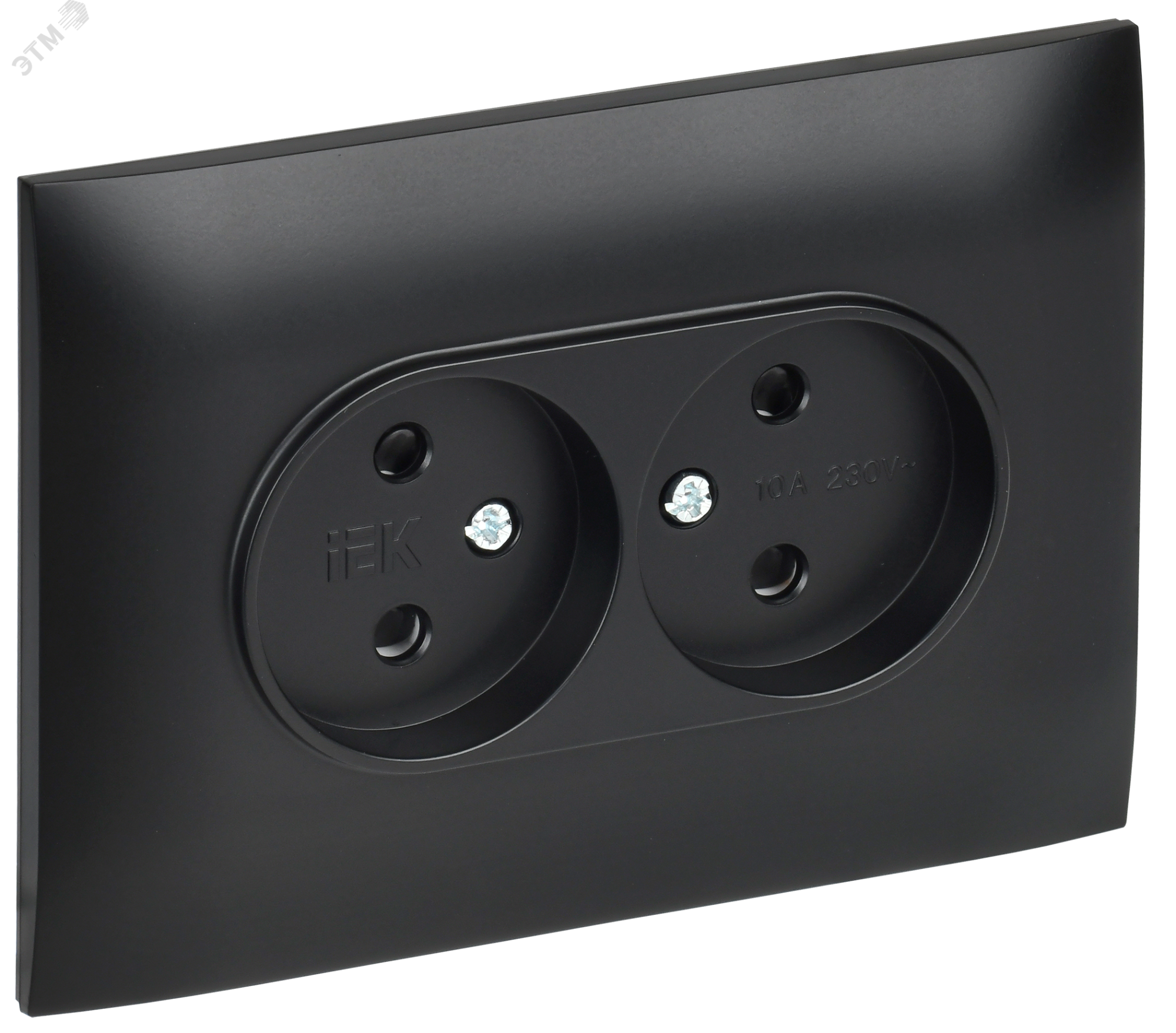 SKANDY Розетка 2-местная без заземления с защитными шторками 10А в сборе SK-R09Bl черный IEK SK-R23-10-K02-F