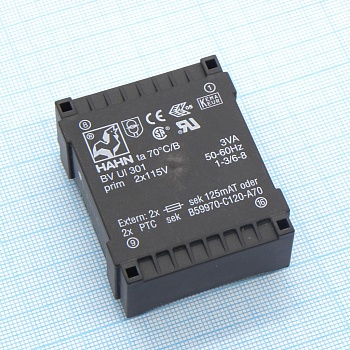 BV UI 301 0133 - Трансформатор питания 3ВА  2*115В, 2x12В, 2x126мА, 70/B (43)