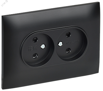 SKANDY Розетка 2-местная без заземления с защитными шторками 10А в сборе SK-R09Bl черный IEK SK-R23-10-K02-F