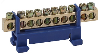 Шина N "ноль" в изоляторе типа стойка ШНИ 6х9-10-Д син. NO-222-77-1 Б0044125