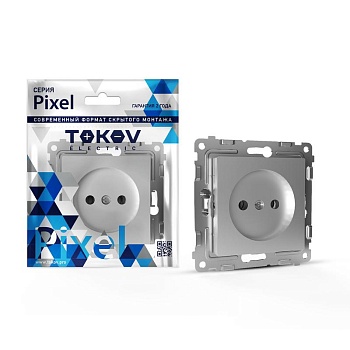 Розетка 1-м СП Pixel 16А IP20 без заземл. механизм алюм. TKE-PX-R1-C03