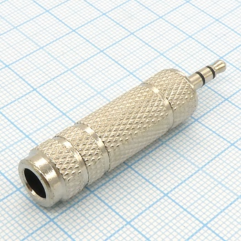 AD TRS штекер 3,5 -  TRS гнездо 6,3 мет - стерео штекер 3.5 - стерео гнездо 6.3 металлический корпус