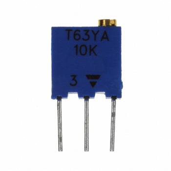T63YA103KT20 - Потенциометр многооборотный керметный 10кОм 0,25Вт ±10% 1.8мм (6.8 X 5 X 7.8мм) Pin