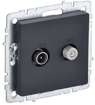 IEK BRITE BASE Графит Розетка двойная TV+SAT РТВ/РСп12-БрГ