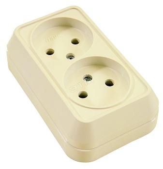 Розетка 2-м ОП 16А IP20 без заземл. крем. 45217