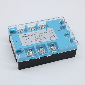 Твердотельное реле, без колодки SSE08 - Твердотельное реле, трехфазное, максимальный ток нагрузки: 60A, коммутируемое напряжение: 4 - 480VAC, управляющее напряжение: 3 - 32VDC