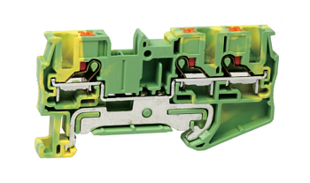 Заземляющая клемма UJ6-4/1X2JD - Заземляющая клемма, 3 точки подключения в клемме, тип фиксации провода: push-in, номинальное сечение: 4 мм кв., ширина: 6,2 мм, цвет: желто-зеленый, тип монтажа: DIN 35