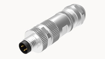 Вилочный разъем PASH-M8A-04P-MM-SL7001 - Вилочный разъем на кабель, 4 полюса, M8, прямой, фиксация провода пайкой, A-Code, диаметр кабеля: 4,0-6,0 мм, сечение: 0,25-0,34 мм кв., 3А, 60V, металл