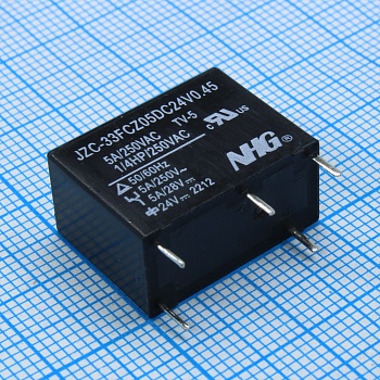 JZC-33F-C-Z-5-DC24V-0.45 - Реле силовое 5А одна контактная группа на переключение катушка 12В 0.45Вт