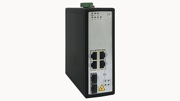 Коммутатор неупр. DSW-A6K2040P - Коммутатор неуправляемый, 2 порта RJ-45, 10/100/1000BaseT, 2 порта SFP, номинальное напряжение 12/24/48 VDC и 24 VAC, IP30, рабочая температура: -40°C~+75°C, монтаж DIN35