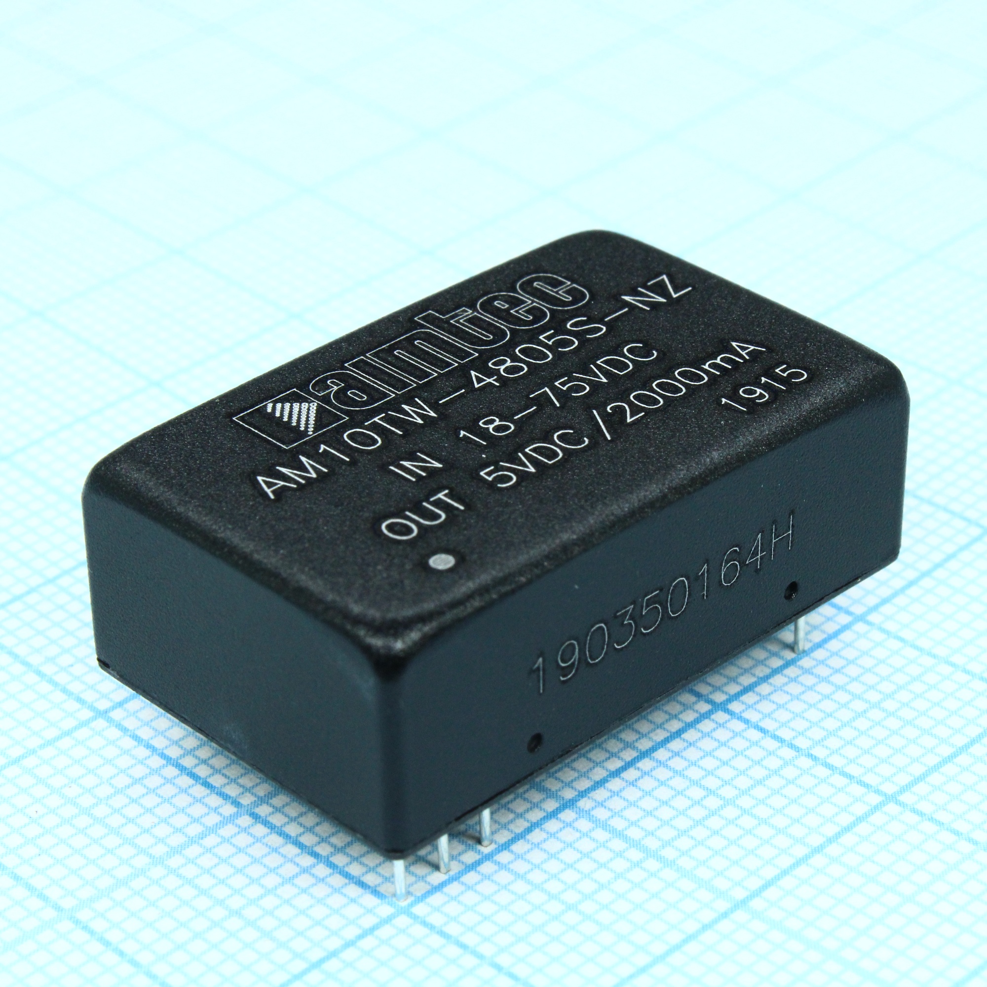 AM10TW-4805S-NZ - DC/DC, 10Вт, вход 18…75В, выход 5В/2А, изоляция 1500В DC, КПД 88%, максимальная емкостная нагрузка не более 1000мкФ, DIP24, 32x20x10.8мм, -40…85°C, металл