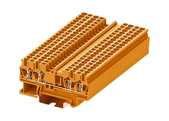 Проходная клемма TC2.5-4-OG - Проходная клемма, 4 точки подключения, пружинный, номинальное сечение: 2,5 мм кв., 24A, 500V, ширина: 5,2 мм, цвет: оранжевый, тип монтажа: DIN 35