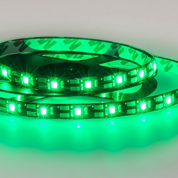 Лента светодиодная 5В, SMD2835, 4,8Вт/м, 60 LED/м, зеленый, 8мм, 1м, с USB коннектором, черная, IP65 141-384