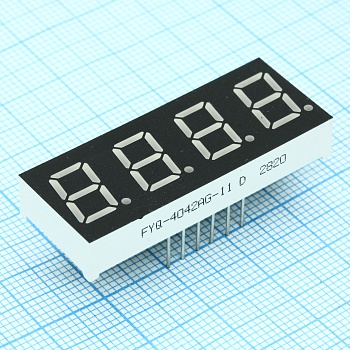 FYQ-4042AG-11 - 4-х разрядный индикатор 10,16мм/зеленый/570нм/14-18мкд/ОК