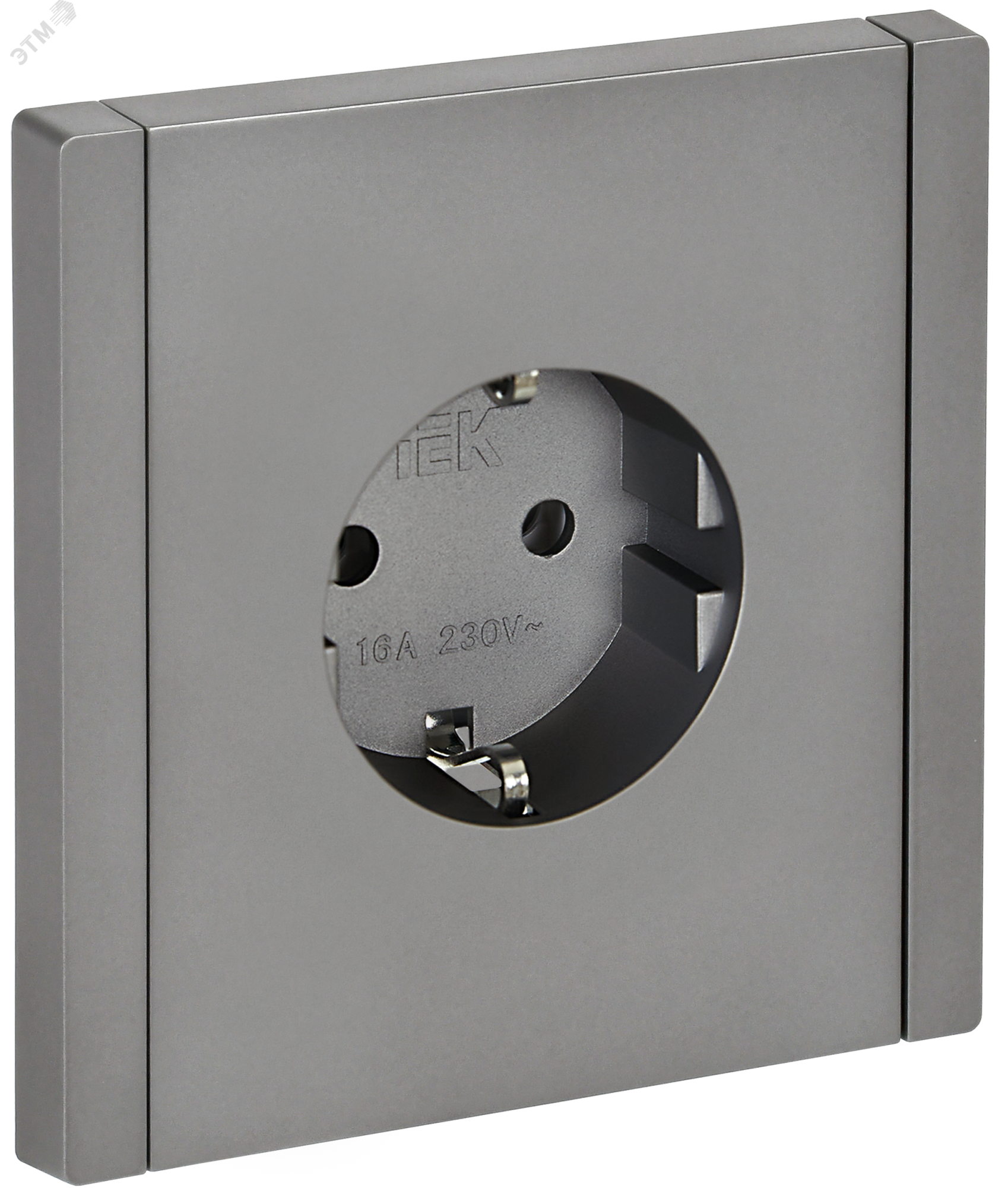 FORTE&PIANO Розетка 1-местная с заземлением без защитных шторок безвинтовое крепление 16А FP514 сталь IEK FP-R11-16-1-K46