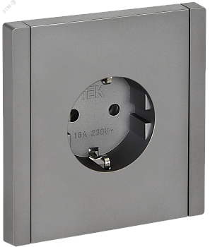 FORTE&PIANO Розетка 1-местная с заземлением без защитных шторок безвинтовое крепление 16А FP514 сталь IEK FP-R11-16-1-K46