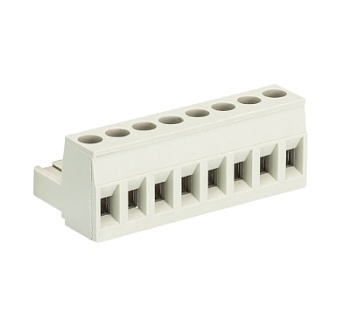 Розетка Wiecon 8113 B / 8 OB - Розеточный разъем, угловой, на кабель, шаг 5,00 мм, 8 полюсов, номинальное сечение: 2,5 мм кв., винтовая фиксация провода, 400V, 12А, без маркировки, цвет: серый, серия 8113 B OB