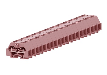 Клемма мини 240359 - Мини клемма, боковой подвод кабеля, 4 точки подключения в клемме, тип фиксации провода: пружинный, номинальное сечение: 1,5 мм кв., 18A, 400V, цвет: розовый, тип монтажа: DIN15