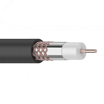 Кабель коаксиальный RG-6U, 75Ом, Cu/Al/Cu, 64%, 100м, OUTDOOR, черный - в бухте 100м для прокладки вне помещений