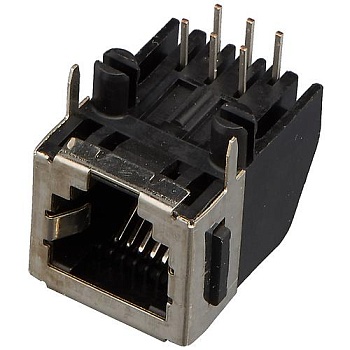 5555154-1 - Разъем модульный RJ-25 розетка 6 контактов шаг 2.54мм угловой монтаж в отверстие 6 терминалов 1 порт коробка/лоток