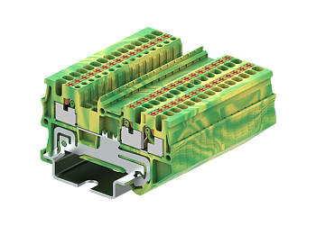 Заземляющая клемма TP1.5-3-PE - Заземляющая клемма, 3 точки подключения, тип фиксации провода: push-in, номинальное сечение: 1,5 мм кв., ширина: 3,5 мм, цвет: желто-зеленый, тип монтажа: DIN 35