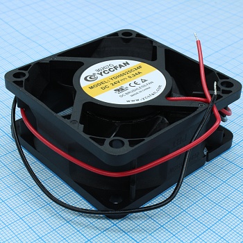 YDH6025C24F - Вентилятор 24В 60х60x25 C, 3.12Вт, 6500 об/мин, 56.53м3/час, 45.8дБ, подшипник скольжения CycleSeal, тип вывода - провод