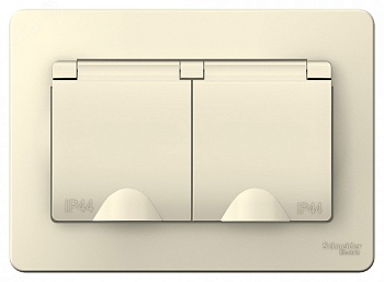 Розетка 2-м СП Blanca 16А IP44 250В с заземл. защ. шторки с крышкой молоч. SE BLNRS441122