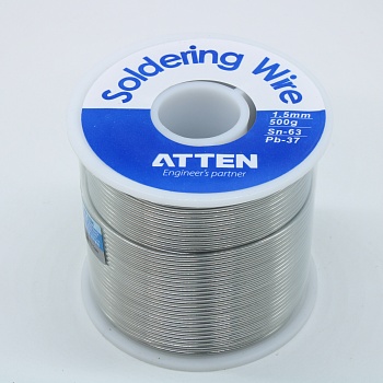 TS-63A5500 Sn63Pb37 1.5мм 500г 2.0% - Свинцовый одноканальный трубчатый припой с флюсом 2.0% ROL0, температура плавления 183-184°С