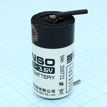 ER26500H/T - Li, SOCl2 батарея типоразмера C, 3.6 В, 9 Ач, плоские радиальные выводы, -55...85 °C